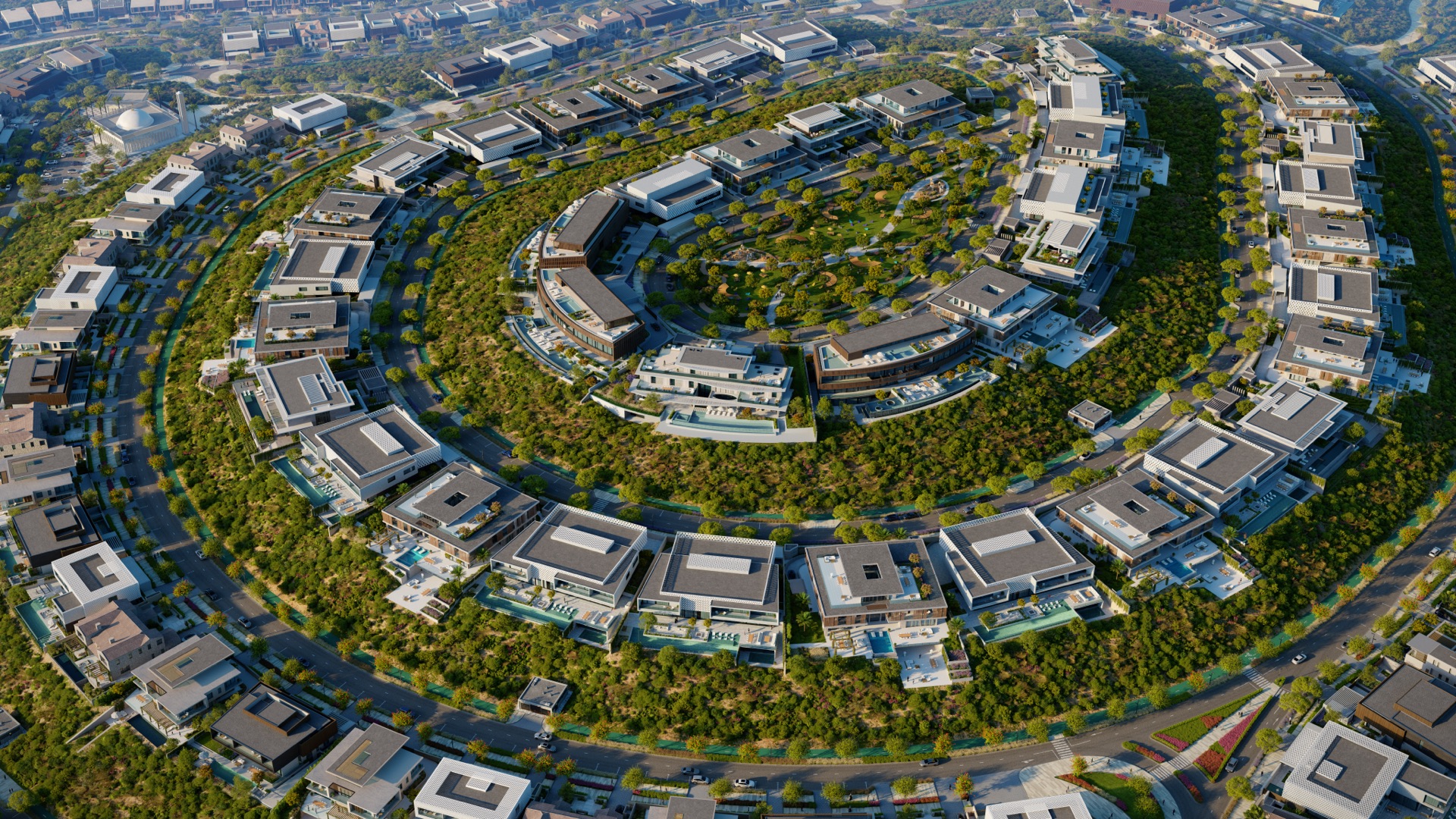 Aerial view of a Hudayriyat Island community